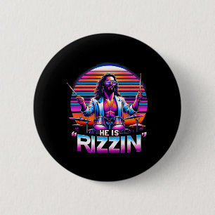 He Is Rizzin' Jesus Has Rizzen Funny Easter Christ 6 Cm Round Badge