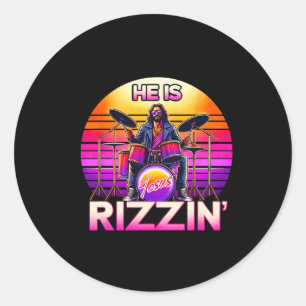 He Is Rizzin' Jesus Has Rizzen Retro Christian Nd  Classic Round Sticker
