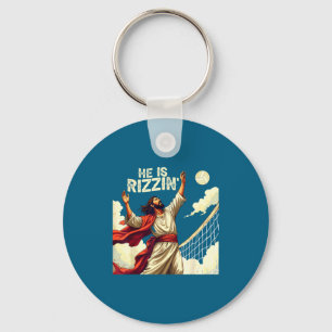 He Is Rizzin Jesus Meme Quote Shirt Funny Volleyba Key Ring
