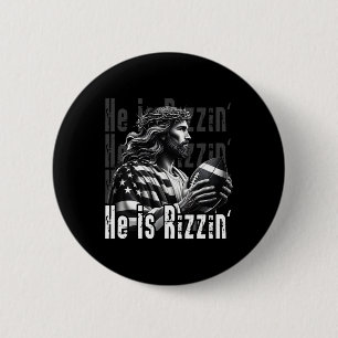 He Is Rizzin Jesus Playing Footbyll Funny Sports C 6 Cm Round Badge
