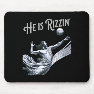 He Is Rizzin Jesus Playing Volleyball Funny Sports Mouse Pad