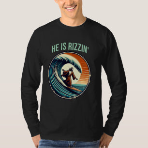 He Is Rizzin Jesus Surfing Funny Retro Easter Vint T-Shirt