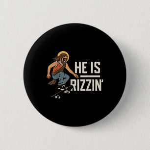 He Is Rizzin Meme Skater Jesus, Funny Christian Sk 6 Cm Round Badge