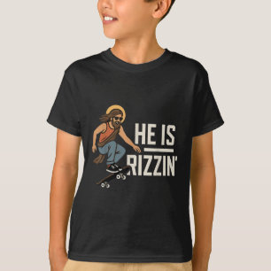 He Is Rizzin Meme Skater Jesus, Funny Christian Sk T-Shirt