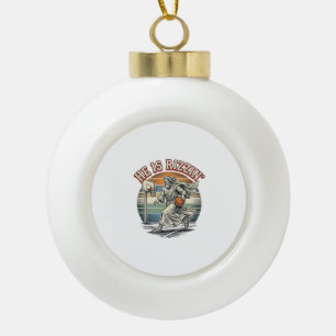 He Is Rizzin Vintage Basketball Religious Shirt De Ceramic Ball Christmas Ornament