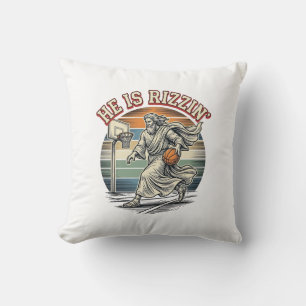 He Is Rizzin Vintage Basketball Religious Shirt De Cushion