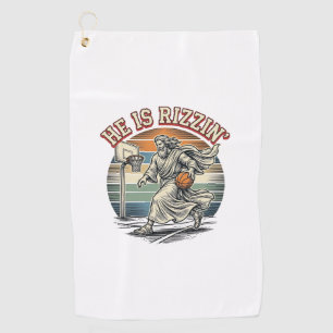 He Is Rizzin Vintage Basketball Religious Shirt De Golf Towel