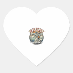 He Is Rizzin Vintage Basketball Religious Shirt De Heart Sticker
