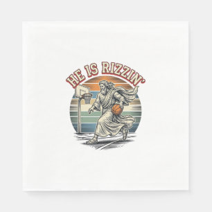 He Is Rizzin Vintage Basketball Religious Shirt De Napkin