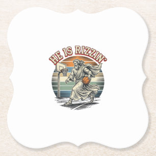 He Is Rizzin Vintage Basketball Religious Shirt De Paper Coaster