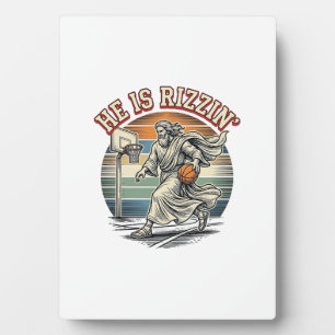 He Is Rizzin Vintage Basketball Religious Shirt De Plaque