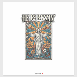 He Is Rizzin Vintage Easter Stained Glass Shirt De