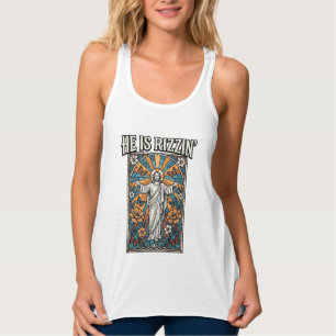 He Is Rizzin Vintage Easter Stained Glass Shirt De