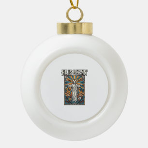He Is Rizzin Vintage Easter Stained Glass Shirt De Ceramic Ball Christmas Ornament