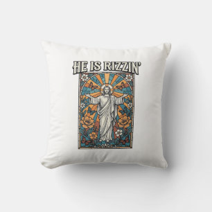 He Is Rizzin Vintage Easter Stained Glass Shirt De Cushion