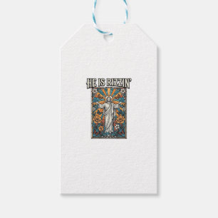 He Is Rizzin Vintage Easter Stained Glass Shirt De Gift Tags