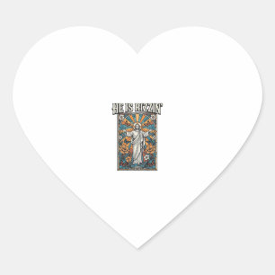 He Is Rizzin Vintage Easter Stained Glass Shirt De Heart Sticker