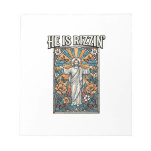 He Is Rizzin Vintage Easter Stained Glass Shirt De Notepad
