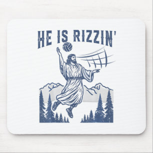 He Is Rizzin Volleyball Jesus Happy Easter Funny C Mouse Pad