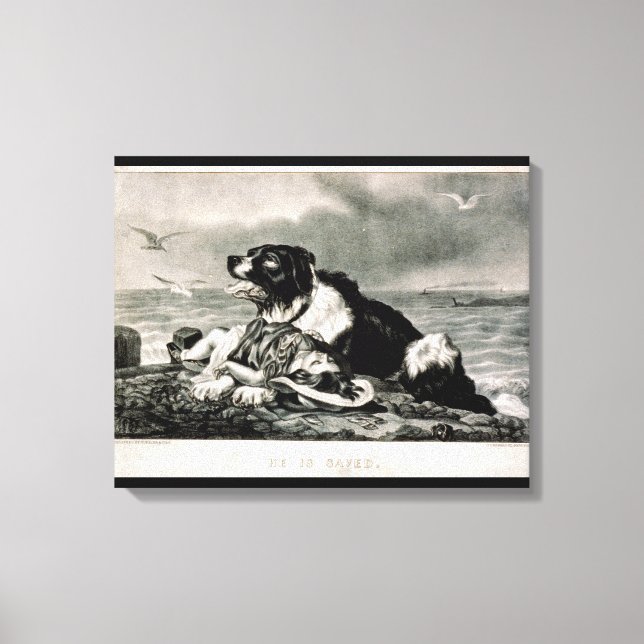 He Is Saved by and Rescue Dog Canvas Print (Front)