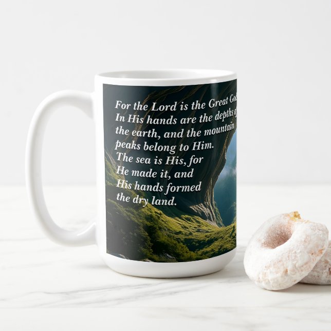 He is the Great God, God & Creation Verse Coffee Mug (With Donut)