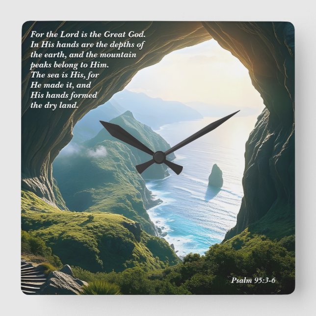 He is the Great God, God & Creation Verse Square Wall Clock (Front)