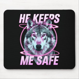 He Keeps Me Safe Wolves Valentine Day's For Lovers Mouse Pad
