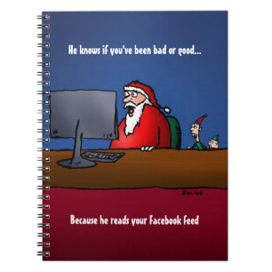 He Knows If You've Been Bad Funny Santa Spiral Notebook
