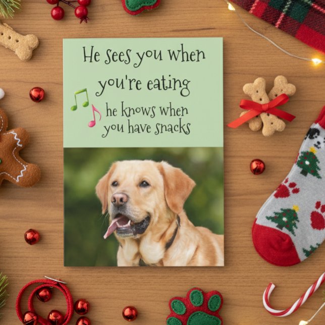 He knows When you Have Snacks From Dog Christmas Card (Creator Uploaded)