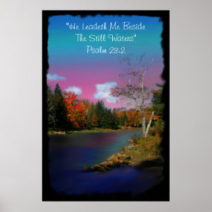 "He Leadeth Me" Inspirational Poster Print