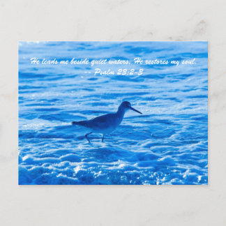 He leads me beside quiet waters, He restores my so Postcard