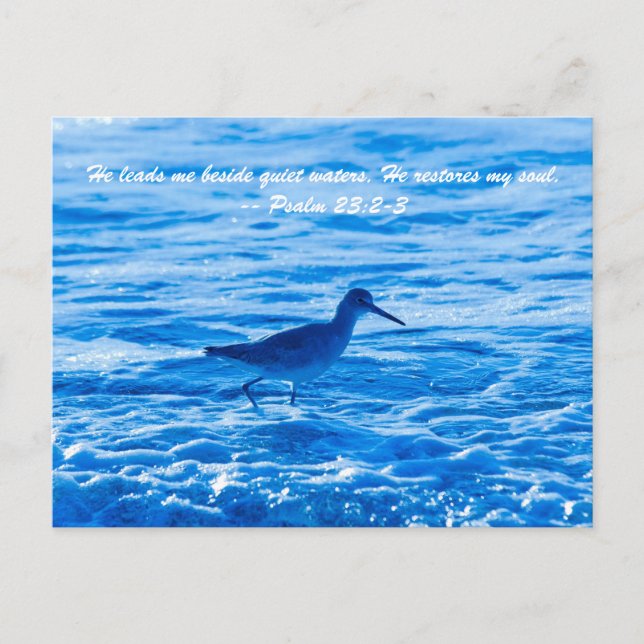 He leads me beside quiet waters, He restores my so Postcard (Front)