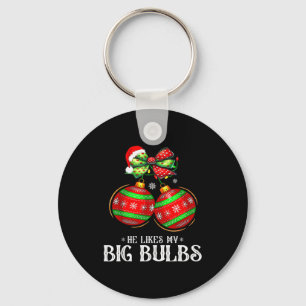 He Likes My Big Bulbs Couples Love Candy Christmas Key Ring