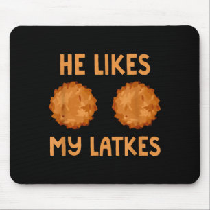 He Likes My Latkes Hanukkah Couple Matching Jewish Mouse Pad
