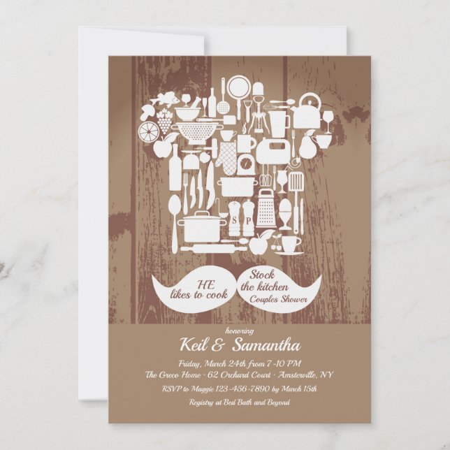 He Likes to Cook Couples Bridal Shower Invitation (Front)