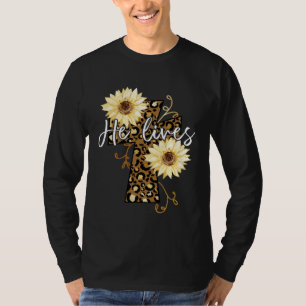 He Lives Happy Easter Day Jesus Cross Religious Ch T-Shirt