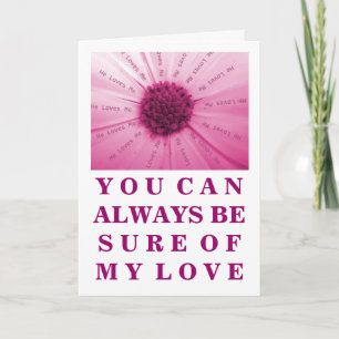"He Loves Me" Pink Daisy Valentine's Day Card