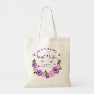 He Makes Her Heart Flutter Butterfly Bridal Shower Tote Bag