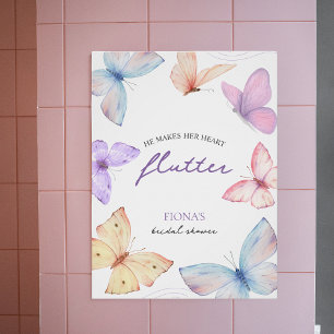 He makes her heart flutter   Elegant Bridal Shower Poster