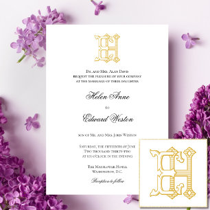 HE Monogram or EH Monogram Wedding Invitations