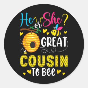He Or Cousin To Bee Gender Baby Reveal Classic Round Sticker