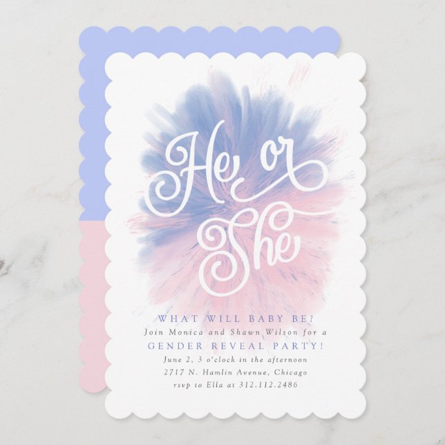He or She Baby Gender Reveal Party Bomb Invitation (Front/Back)