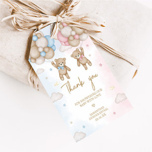 He or She Bear Gender Reveal Favor Tags