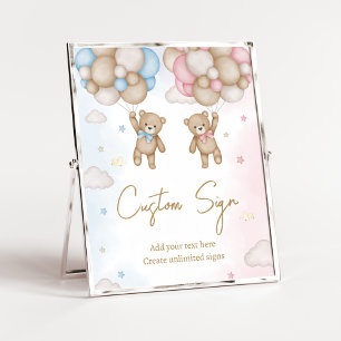 He or She Bear Gender Reveal Sign