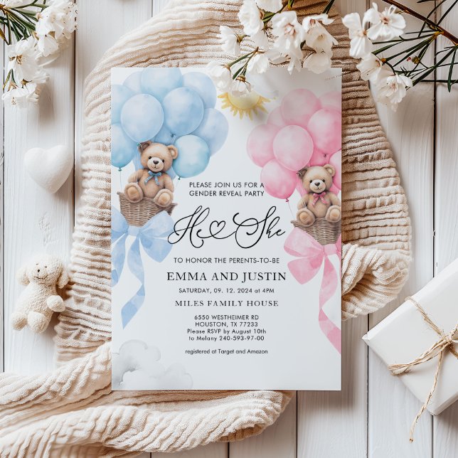 He or She Bear Invitation, Gender Reveal Invitation (Creator Uploaded)