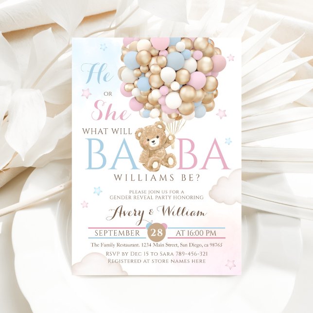He or She Bearly Wait Gender Reveal Baby Shower Invitation (Creator Uploaded)