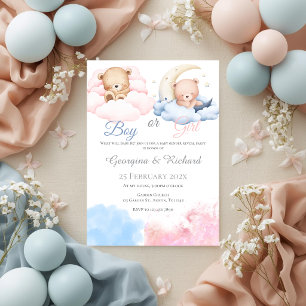 He or She Blue or Pink Gender Reveal Invitation wi