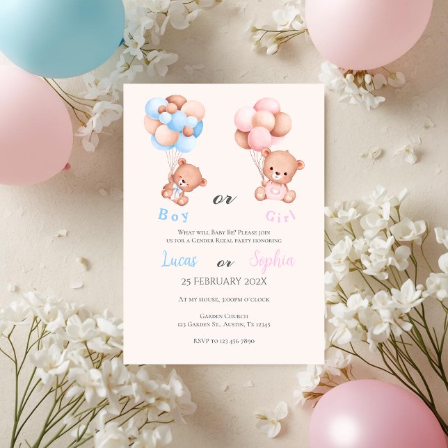 He or She Blue or Pink Gender Reveal Invitation wi (Creator Uploaded)