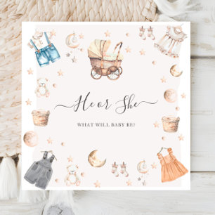 He or She Boho Clothes Gender Reveal Napkin