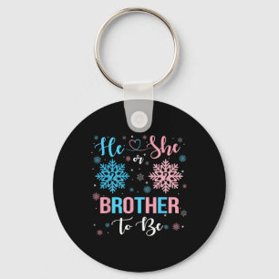 He Or She Brother To Be Christmas Snowflake Gender Key Ring